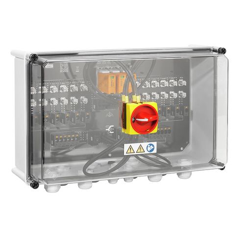 Combiner Box (Photovoltaik), 1000 V, 1 MPPT, 6 Inputs / 6 Outputs per MPPT, With fuse holder, Surge protection I / II, Switch disconnector, Cable glan Weidmuller 2737530000 04032248395552