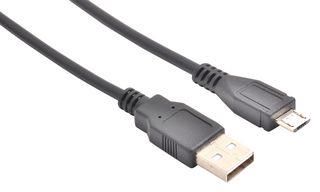 CABLE ASSY, USB 2.0 A-USB MICRO B, 1M CUB-100-BK