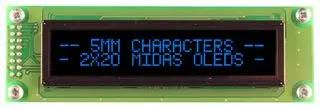 DISPLAY, OLED, COB, 20X2, BLUE ON BLACK MCOB22005A1V-EBP