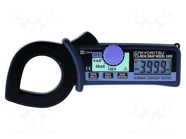 Meter: leakage current; pincers type; LCD; 4mA,40mA,100A KYORITSU KEW2432