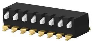 DIP SWITCH, 8POS, SPST, PIANO KEY, SMD EDSP08SGLFNTR04