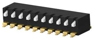 DIP SWITCH, 10POS, SPST, PIANO KEY, SMD EDSP10SGLFNTR04