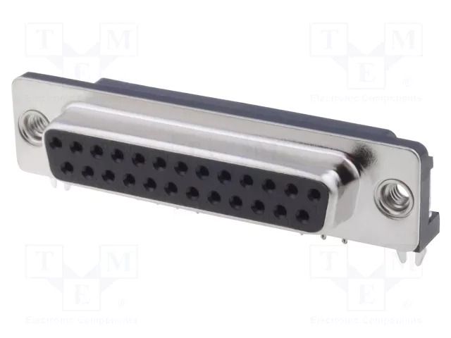 Connector: D-Sub; PIN: 25; socket; female; angled 90°; THT; UNC 4-40 ADAM TECH DB25-SN-24