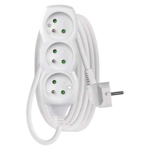 Extension Cord 3 m / 3 sockets / white / PVC / 1 mm2, EMOS P0313 8595025301048