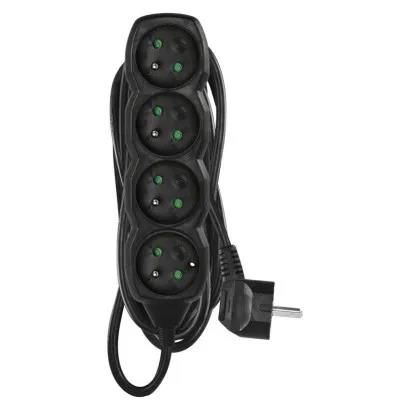 Extension Cord 5 m / 4 sockets / black / PVC / 1.5 mm2, EMOS PC0415R 8592920112144