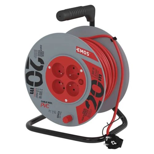 PVC Extension Cord Reel – 4 sockets, 20m, 1mm2, EMOS P19420 8595025325181