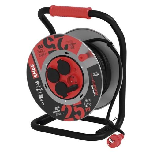 Metal cable reel, rubber-neoprene, 4s, 25m, 1.5mm2, EMOS P084254 8592920084823