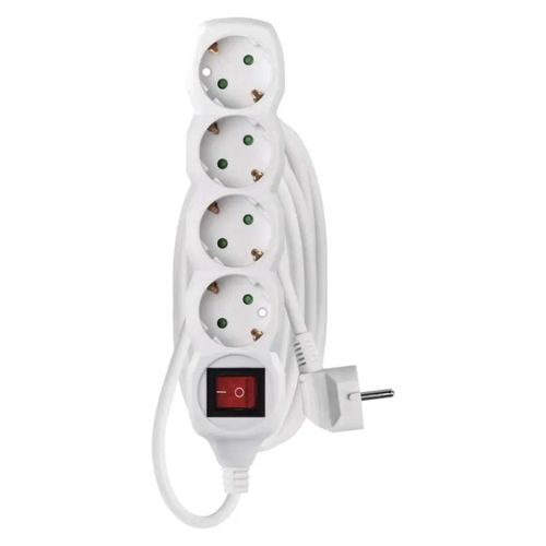 Extension Cord 3 m / 4 sockets / switch / white / PVC / 1.5 mm2, EMOS P1423R 8592920064436