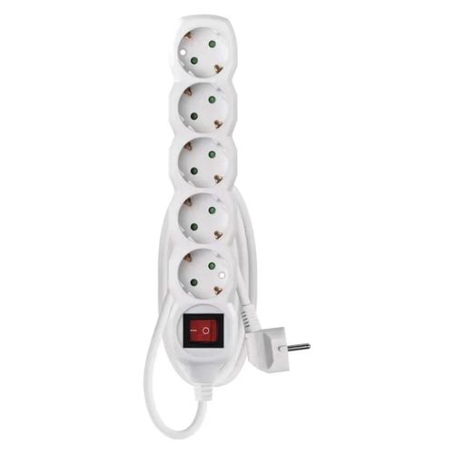 Extension Cord 1.5 m / 5 sockets / switch / white / PVC / 1.5 mm2, EMOS P1521R 8592920092668