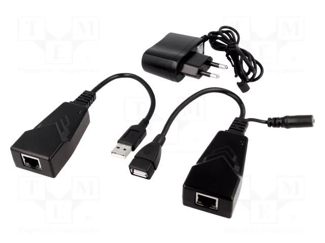 USB extender; DC 1,3/3,5 socket,RJ45 socket,USB A socket; 100m Goobay A-USB-EXTENDER.03