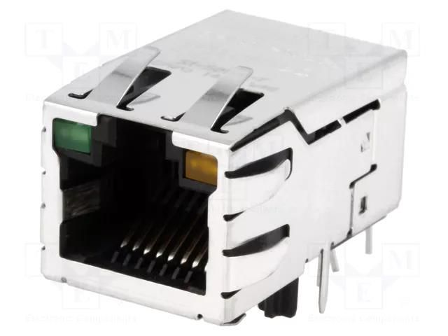 Connector: RJ45; socket; PIN: 8; shielded,PoE,with LED; 8p8c; THT BEL FUSE SI-52008-F