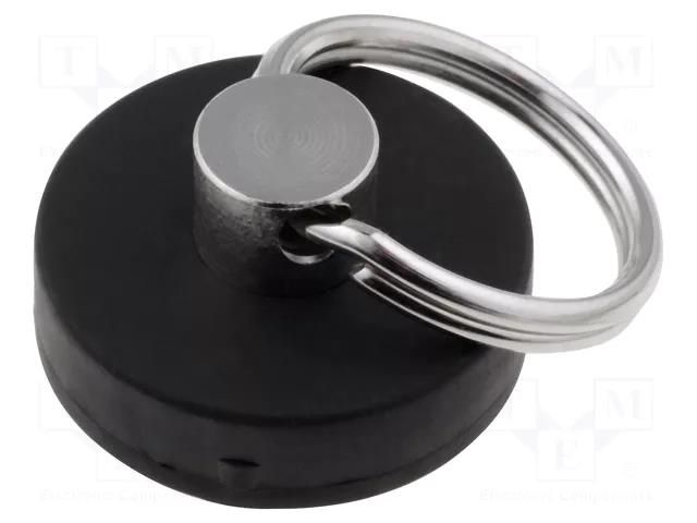 Magnet: permanent; hard ferrite; Ø: 31mm; H: 6mm; with key ring ELESA+GANTER GN51.7-ND-31-B