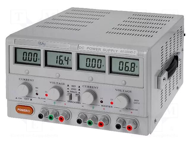 Power supply: laboratory; linear,multi-channel; 0÷30VDC; 0÷5A AXIOMET AX-3005D-3