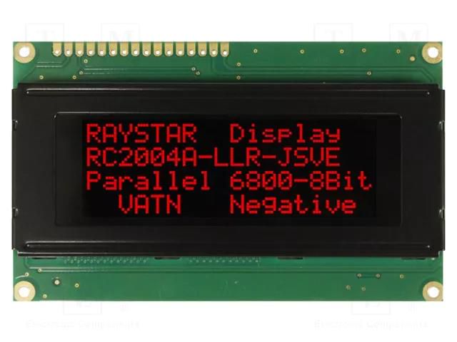 Display: LCD; alphanumeric; VA Negative; 20x4; 98x60x13.6mm; LED RAYSTAR OPTRONICS RC2004A-LLR-JSVE