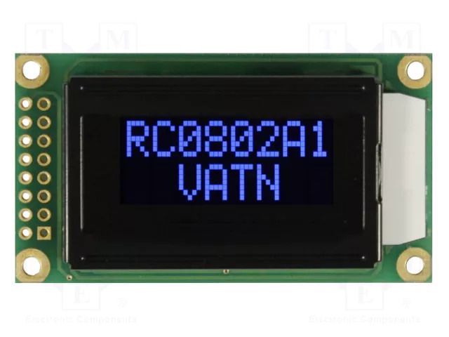 Display: LCD; alphanumeric; VA Negative; 8x2; 58x32x13.2mm; LED RAYSTAR OPTRONICS RC0802A1-LLB-JWVE