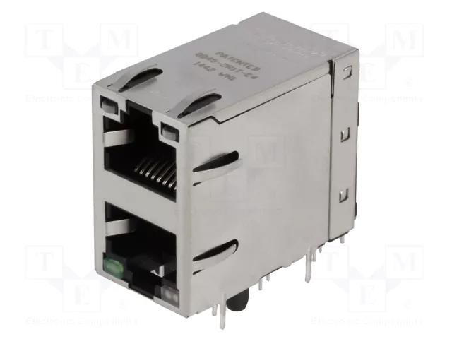 Connector: RJ45; socket; PIN: 8; shielded,double,with LED; 8p8c BEL FUSE 0845-2R1T-E4