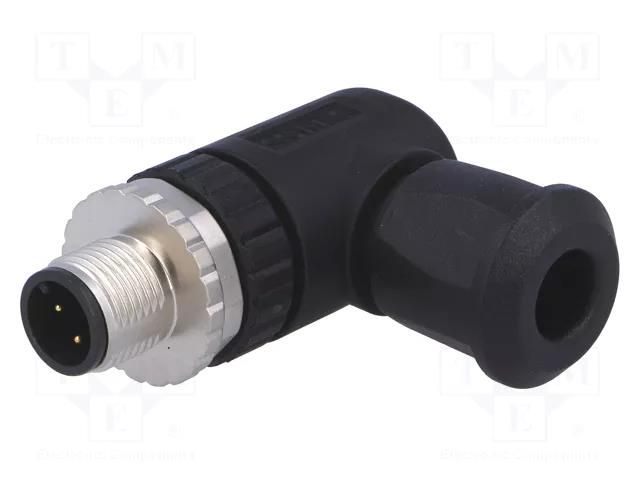 Connector: M12; plug; PIN: 4; male; angled 90°; screw terminal CONEC 43-00104