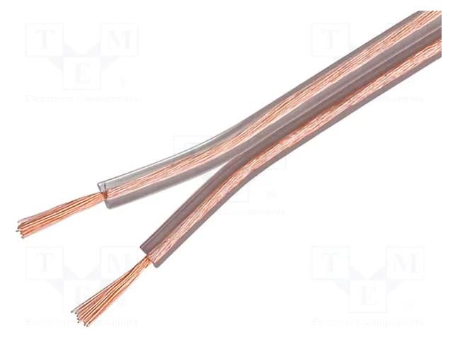 Wire: loudspeaker cable; 2x0.75mm2; stranded; CCA; transparent Goobay SC-CCA2X0.75-TR100