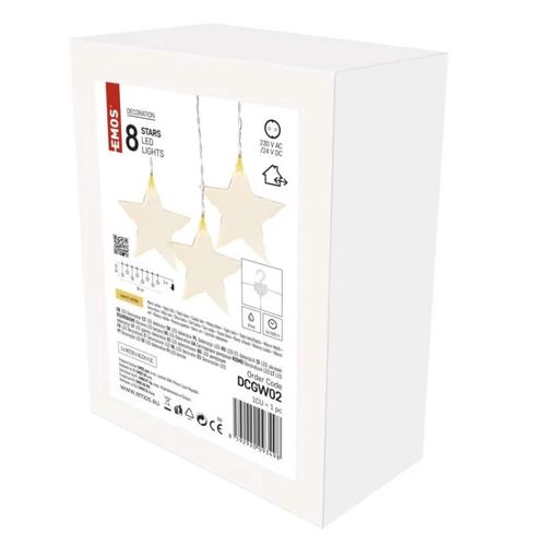 LED Christmas curtain – stars, 45x84 cm, outdoor and indoor, warm white, EMOS DCGW02 8592920093498