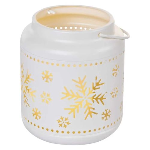 LED decoration – lantern with snowflakes, metal, white, 14 cm, 3x AAA, indoor, vintage, EMOS DCLV11 8592920098806