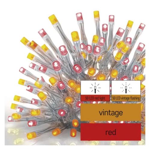 Standard LED interconnecting chain, pulsing – icicles, 2.5 m, outdoor, red/vintage, EMOS D1CD01 8592920094891