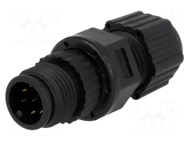Connector: M12; plug; PIN: 8; male; 30V; straight; IP67,IP68; plastic AMPHENOL LTW 12P-08BMMA-SL8001