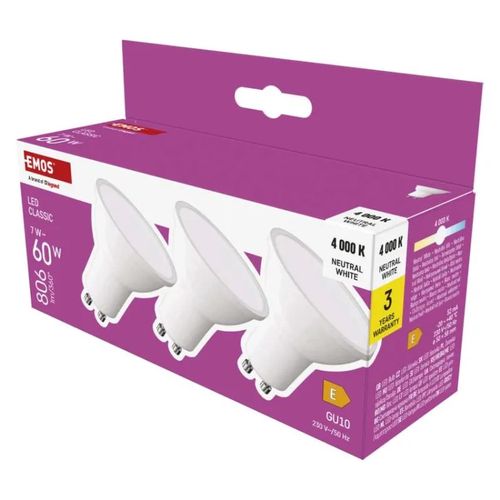 LED Bulb Classic MR16 / GU10 / 7 W  (60 W) / 806 lm / Neutral White, EMOS ZQ8E43.3 8592920128695