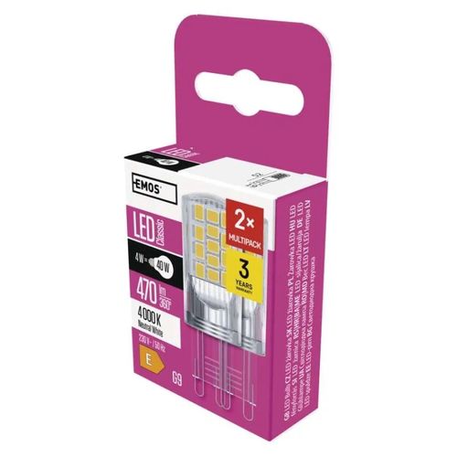 LED Bulb Classic JC / G9 / 4 W (40 W) / 470 lm / neutral white, EMOS ZQ9545.2 8592920119150