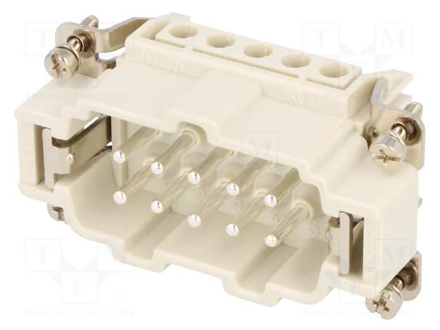 Connector: HDC; contact insert; male; GWconnect; PIN: 10; 16A; 500V MOLEX MX-93601-0238