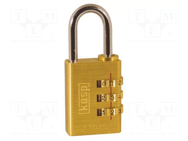 Padlock; shackle,combination code; brass; A: 30mm; B: 25mm; C: 5mm KASP KA-K11030D