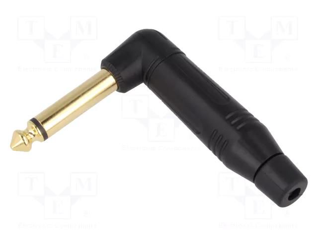 Connector: Jack 6,3mm; plug; male; mono; ways: 2; angled 90°; black AMPHENOL ACPM-RB-AU