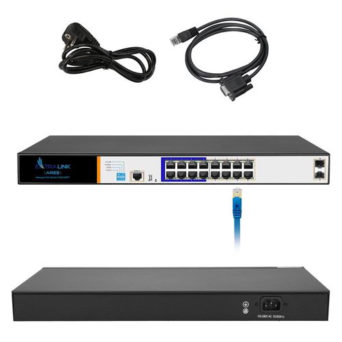 Extralink ARES | PoE Switch | 16x Gigabit PoE/PoE+, 2x SFP, 1x Console, 150W, Managed, EXTRALINK EX.3807 5902560363807