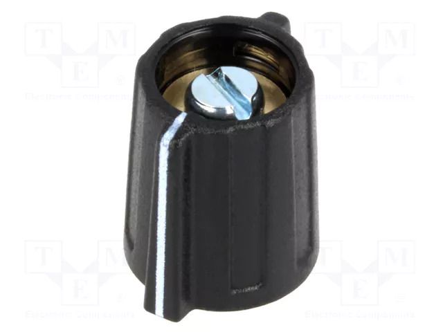 Knob; with pointer; ABS; Øshaft: 6mm; Ø13x15mm; black; Shaft: smooth OKW A2813060