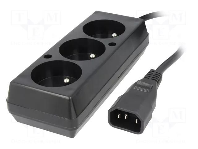 Cable; 3x1mm2; CEE 7/5 (E) socket,IEC C14 male; PVC; 0.3m; black JONEX WN217-3/07/0.3BK-3