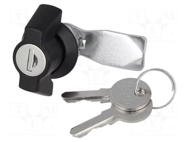 Lock; zinc and aluminium alloy; 18mm; black finish; Kit: key x2 RST ROZTOCZE 2.PM18.002-18