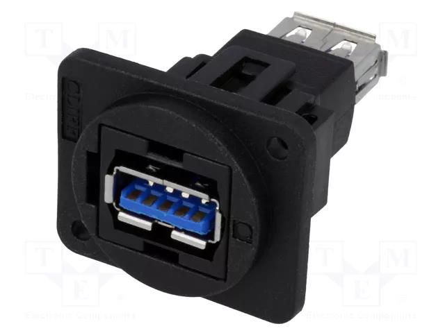 Coupler; USB A socket,both sides; FT; USB 3.0; plastic; 19x24mm CLIFF CP30205NX