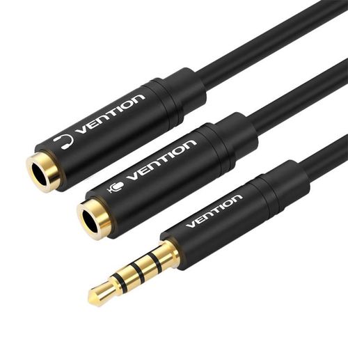 Cable Audio 3.5mm Male to 2x 3.5mm Female Vention BBVBY 0.3m (black), Vention BBVBY