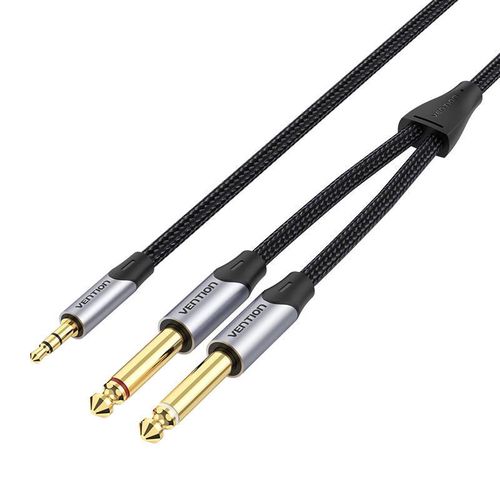 Cable audio mini jack 3.5mm to 2x  6.5mm Vention BARHG 1.5m (grey), Vention BARHG