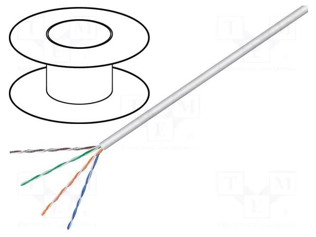 Wire; U/UTP; 4x2x23AWG; 6; stranded; CCA; PVC; grey; 100m Goobay U/UTP6-FCCA-100