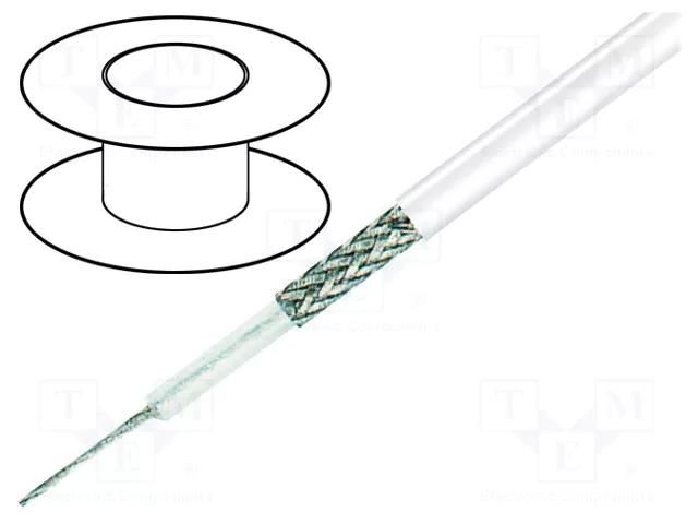 Wire: coaxial; RG58; PVC; white; 100m; Øcable: 5mm TECHNOKABEL YWL50-0.96/2.95-WH