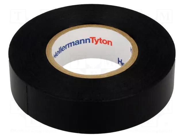 Tape: electrical insulating; W: 19mm; L: 20m; Thk: 0.18mm; black HELLERMANNTYTON HTAPE-FLEX-19BK