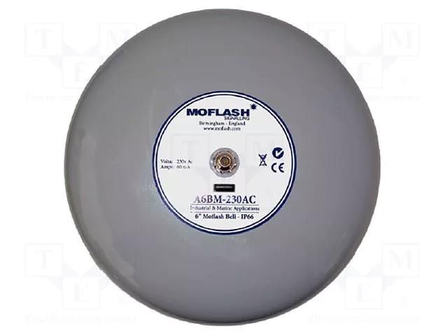 Signaller: sound; bell; 230VAC; 106dB; A6BM; IP66; grey; Ø168x93mm MOFLASH SIGNALLING A6BM-230AC