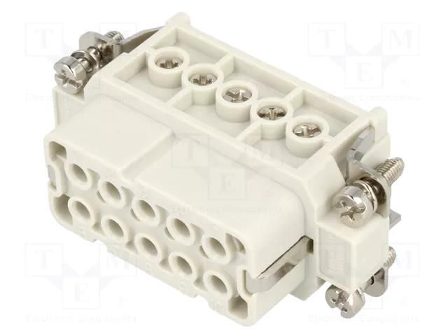 Connector: HDC; contact insert; female; GWconnect; PIN: 10; 16A MOLEX MX-93601-0137