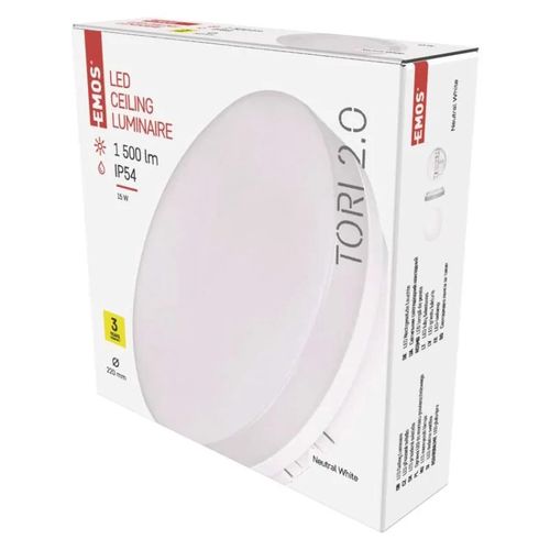 LED Ceiling lamp TORI, round 15W neutral white IP54, EMOS ZM4321 8592920094167