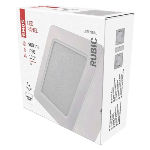 LED surface luminaire RUBIC, square, white, 9W, neutral white, EMOS ZM6432 8592920108369