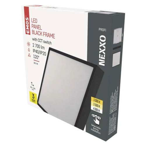 LED surface luminaire NEXXO, square, black, 28.5W, with change CCT, EMOS ZM6353 8592920108864