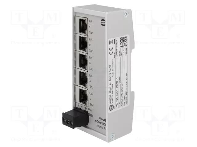Switch Ethernet; unmanaged; Number of ports: 5; 9÷60VDC; IP30 HARTING 24020050010
