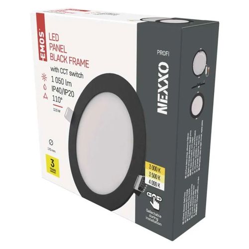 LED recessed luminaire NEXXO, round, black, 12.5W, with change CCT, EMOS ZD1333 8592920108680