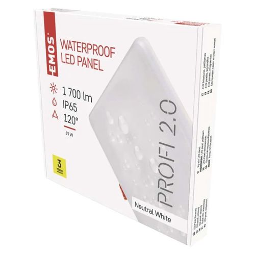 LED panel VIXXO 185×185 square, built-in, white, 19 W neutral wh., EMOS ZV2152 8592920068120