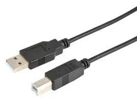 USB CABLE, 2.0 TYPE PLUG A-B, 6.6FT, BLK MC002725